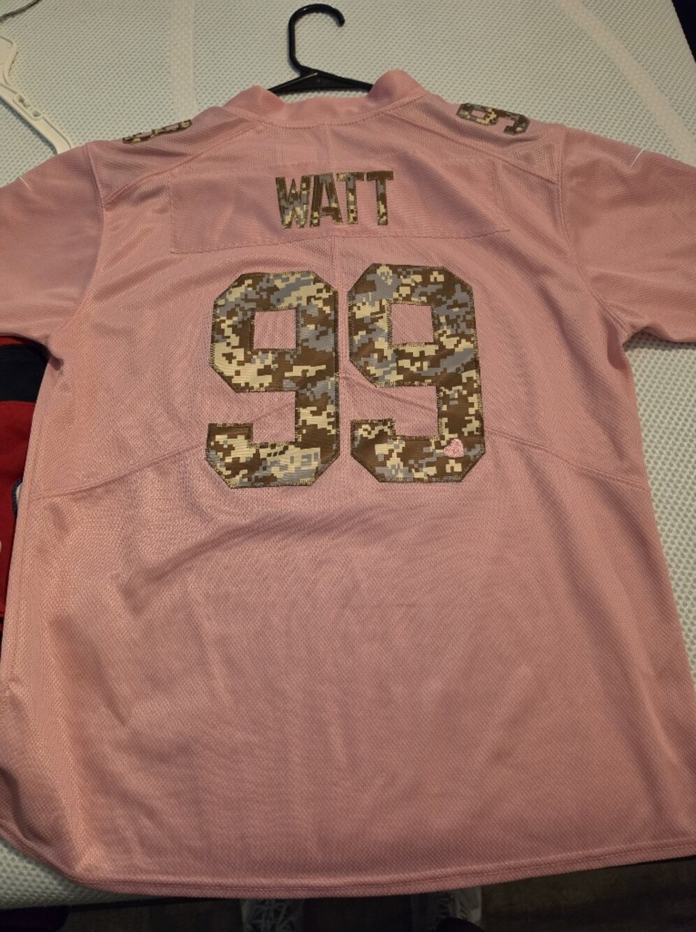 Pink Women's Nike Jersey with Camo Number 99 - WATT